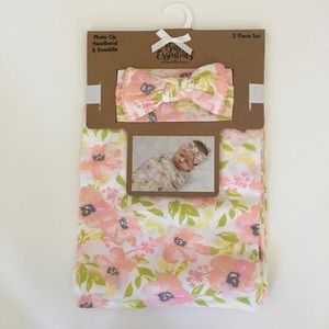 NEW Baby Blanket & Headband Pink Floral | Baby Essentials
